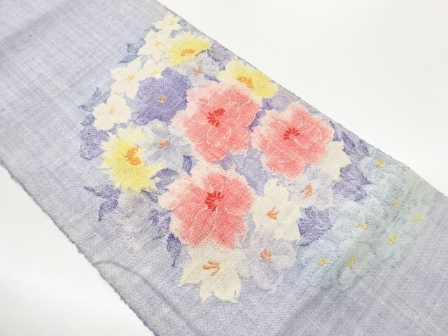JAPANESE NAGOYA OBI / MAWATA TSUMUGI / WOVEN FLOWERS
